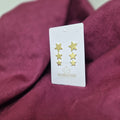TRIO DE BRINCOS DE ESTRELA BANHADO OURO 18K