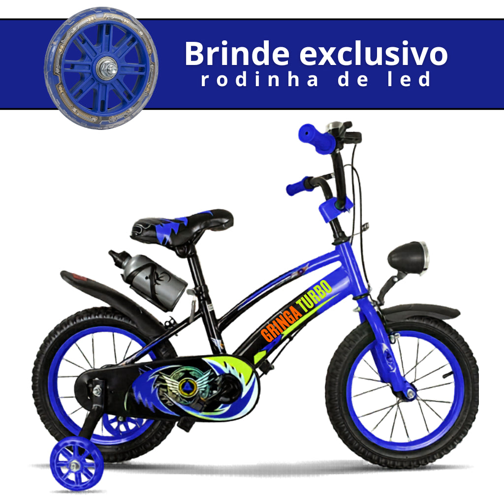 Bicicleta Infantil Aro 20 Old School Azul 9 a 12 Anos LED + Pneu Grosso + Farol